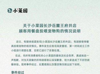 “小菜园”致歉